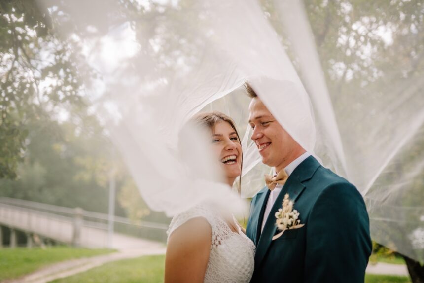 Enjoying their Wedding Day